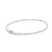 Colier perle naturale albe 44 cm si bilă argint DiAmanti 254-113-G